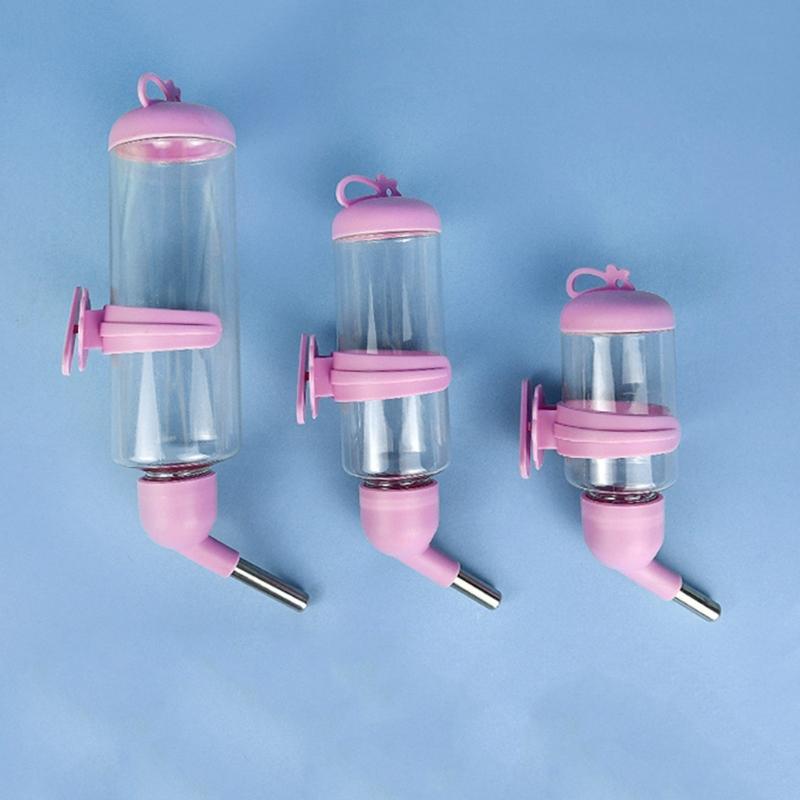 Plastic Water Feeder Bottle Hangings Auto Dispenser Drinker Hamster Small Pet Drinking Stainless Steel-Pipe Fountain