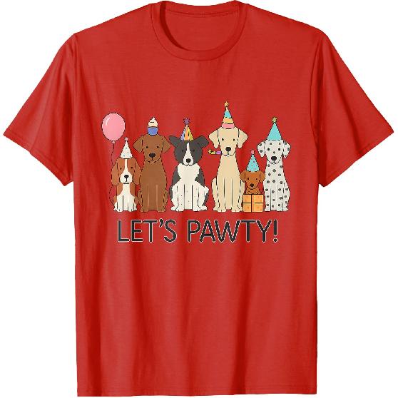Let’s Pawty Cute Dogs Party Celebration T-Shirt