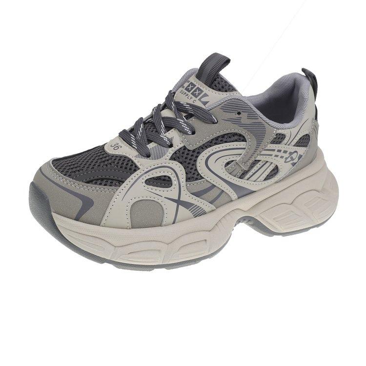 Ultra-light and Versatile College Lace-up Thick-soled Heightening Fashion Youth Trend Casual Dad Shoes Gray-blue