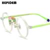 FONEX HEPIDEM Acetate Eyeglasses Frame Men New Round Brand Design Glasses Women Retro Vintage Eyewear Japanese Spectacles 9356