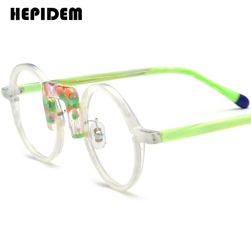 FONEX HEPIDEM Acetate Eyeglasses Frame Men New Round Brand Design Glasses Women Retro Vintage Eyewear Japanese Spectacles 9356
