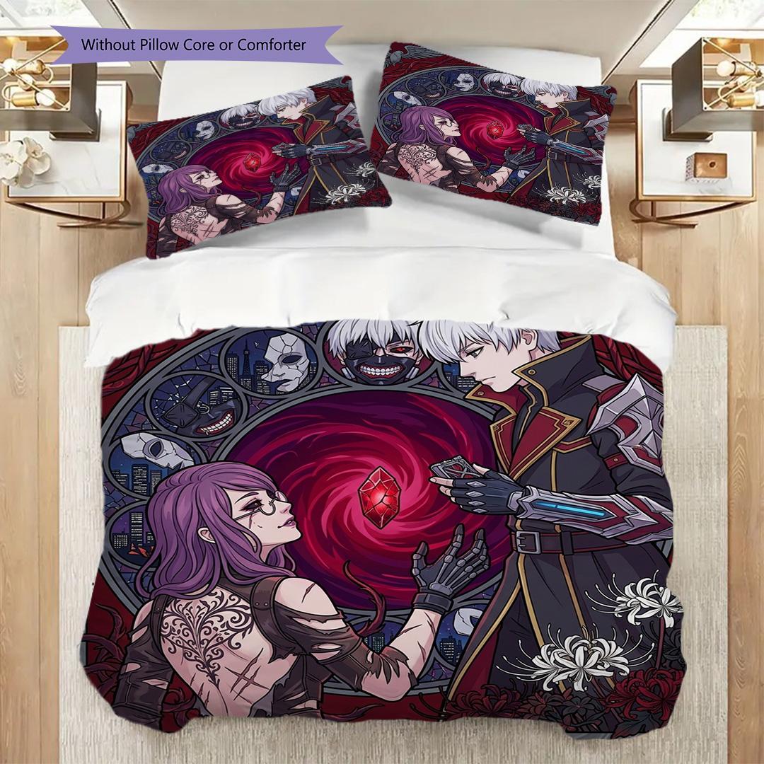 

Printed Duvet Cover Set with Tokyo Ghoul Element & Pillowcase Bedroom Ornament Fan Gift-kwq399 135x200cm