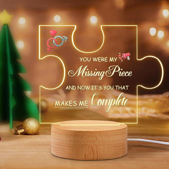 Love-Shaped 3D Acrylic Night Light Puzzle for Holiday Greetings