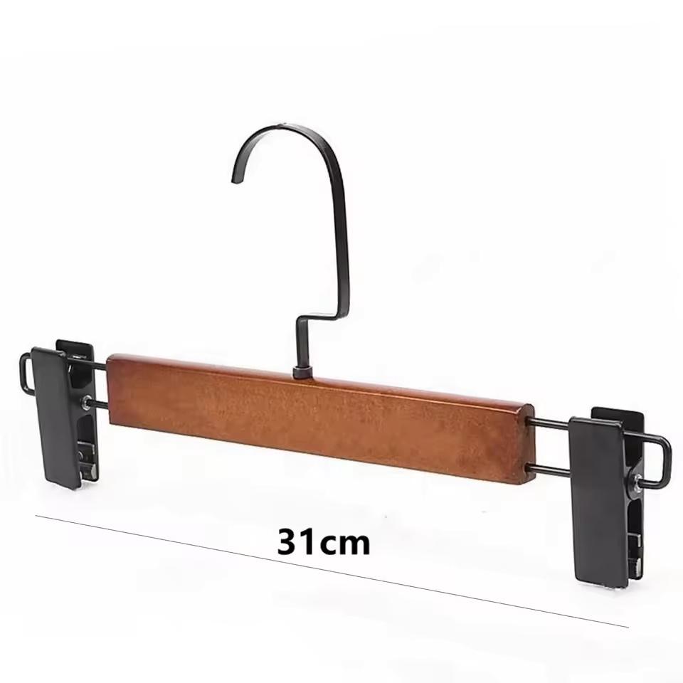 1pcs Vintage Wooden Pants Hangers,Solid Trouser Racks with Adjustable Non-Slip Clips,Home Organizers Hanger for Dress Scarf