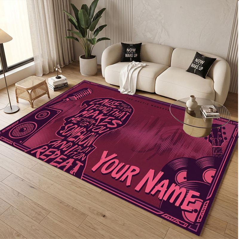 Custom Name Crystal Velvet Rug,Arctic Monkeys Comfortable Anti Slip Floor Mat For Room Decoration