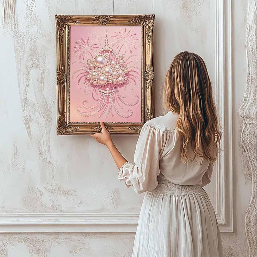 Pearl Bouquet DIY Diamond Art Kits 15.7x19.6inch Gem Art Diamond Painting Kits Without Frame for Adults Gift Idea Home Wall Decor