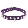 Alloy Spike D-ring Choker, Faux Pearl Rivet D Buckle Leather Clavicle Necklace