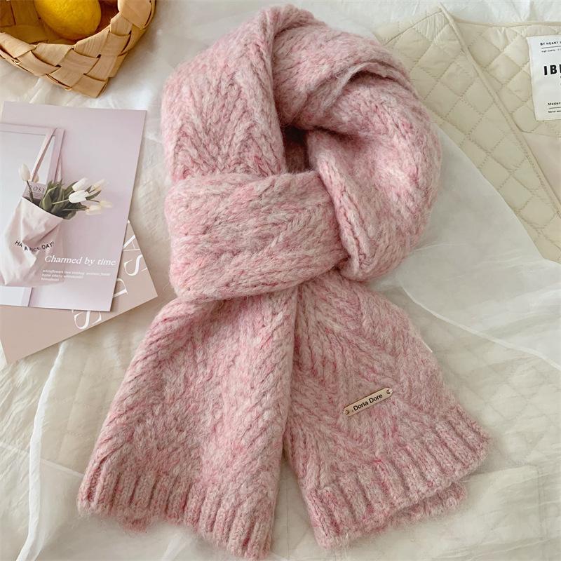 Wool Knitted Scarf for Women in Autumn and Winter New Style Korean Style Versatile High End Thickened Warm Student Scarf