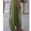 Johnature Women Vintage Linen Wide Leg Pants Elastic Waist Loose Autumn Trouser Chinese Style Women Soft Long Pants