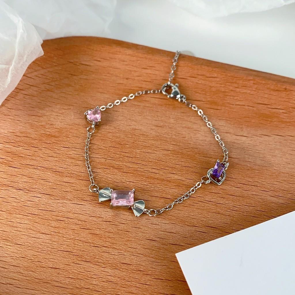 Heart Charming Pink Bracelet For Teens Everyday With Geometric Design Alloy