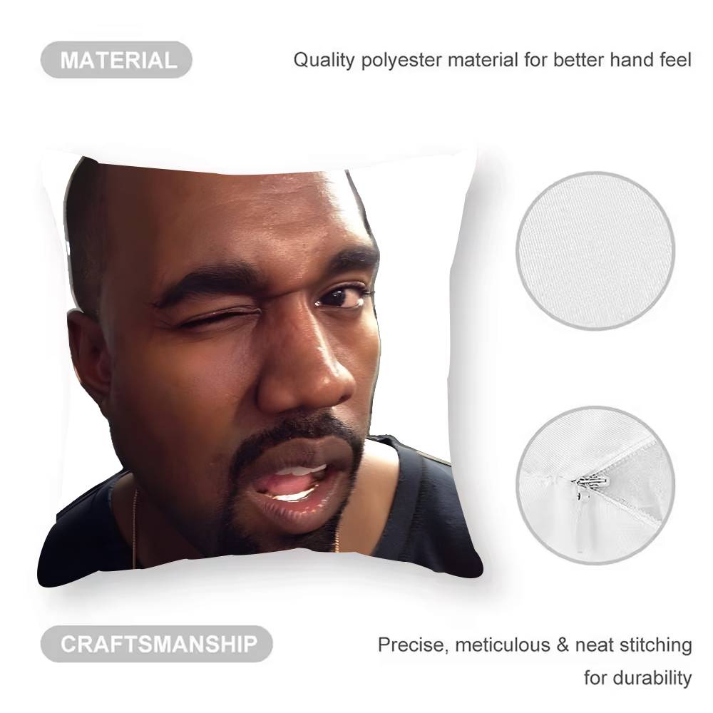 Funny K-Kanyes W-Wests Pillow Case Anti-Dustmite Pillowcase Invisible Zipper Silky Short Plush Sofa Cushion Cover
