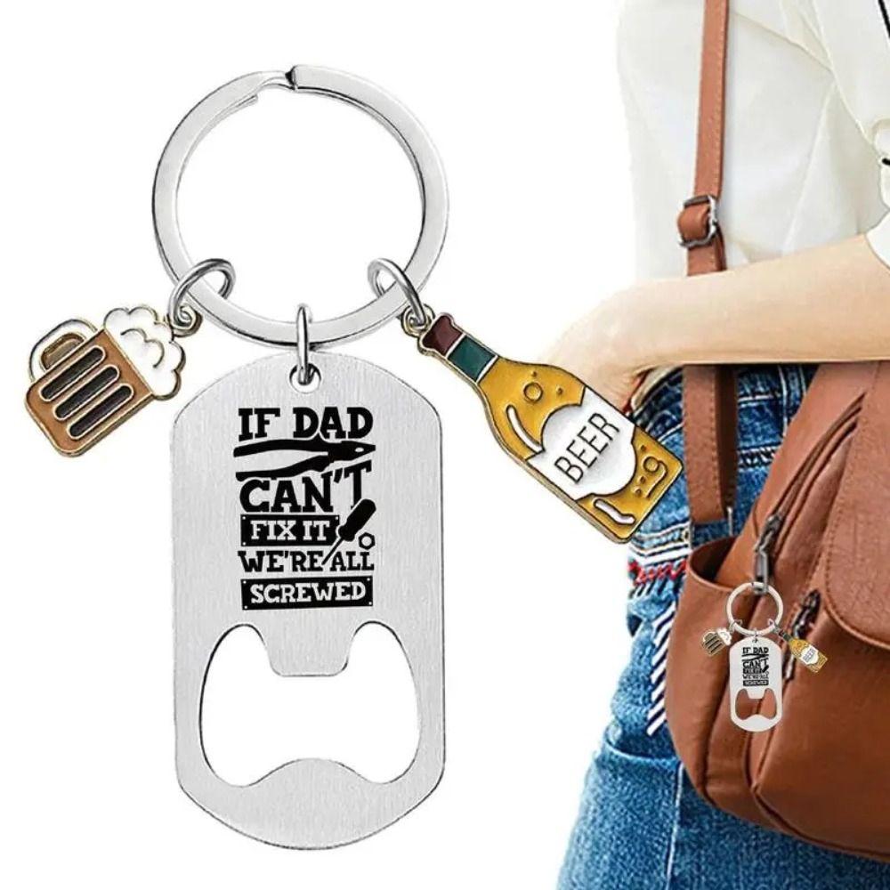 DIY Bottle Opener Keychain Birthday Gift Dad Keychain Replacement Keyring
