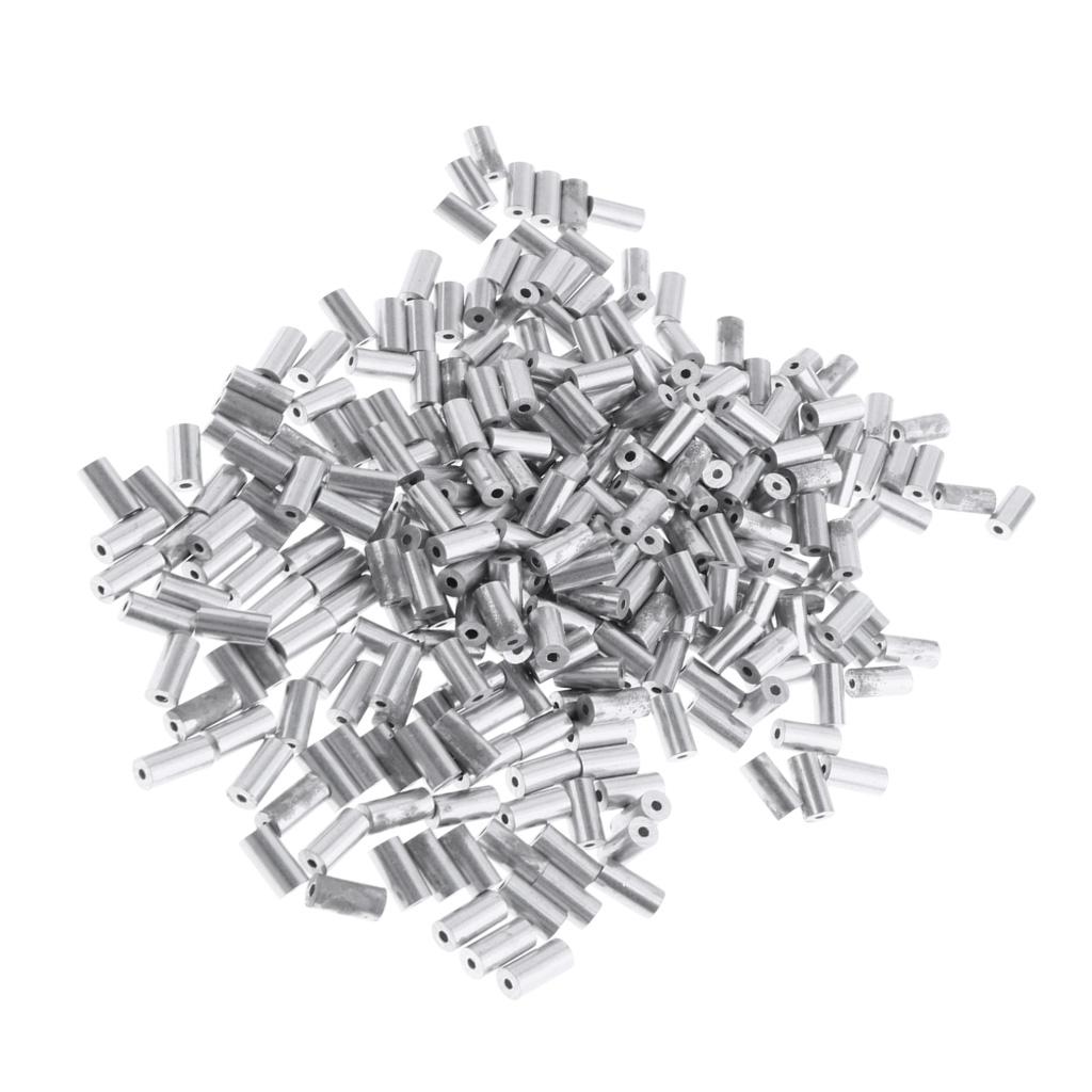 100x Fishing Single Barrel Aluminium Crimp Tackle Connector - 1.4mm