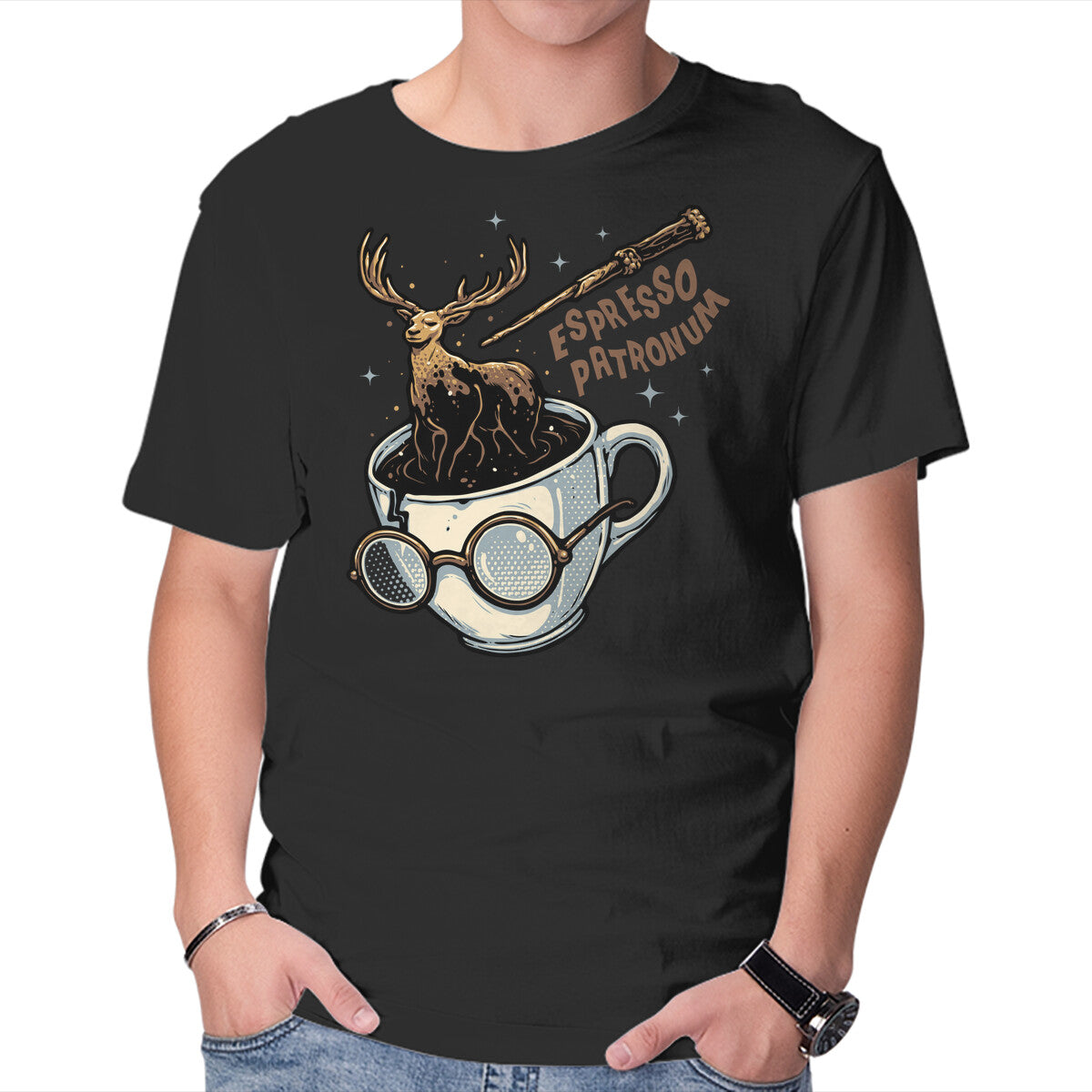 Unisex Crew Neck T-Shirt Magic Of Espresso Graphic Short Sleeve Casual Tee S