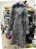 Silver fox real fur coat winter new style large fur collar length 100cm