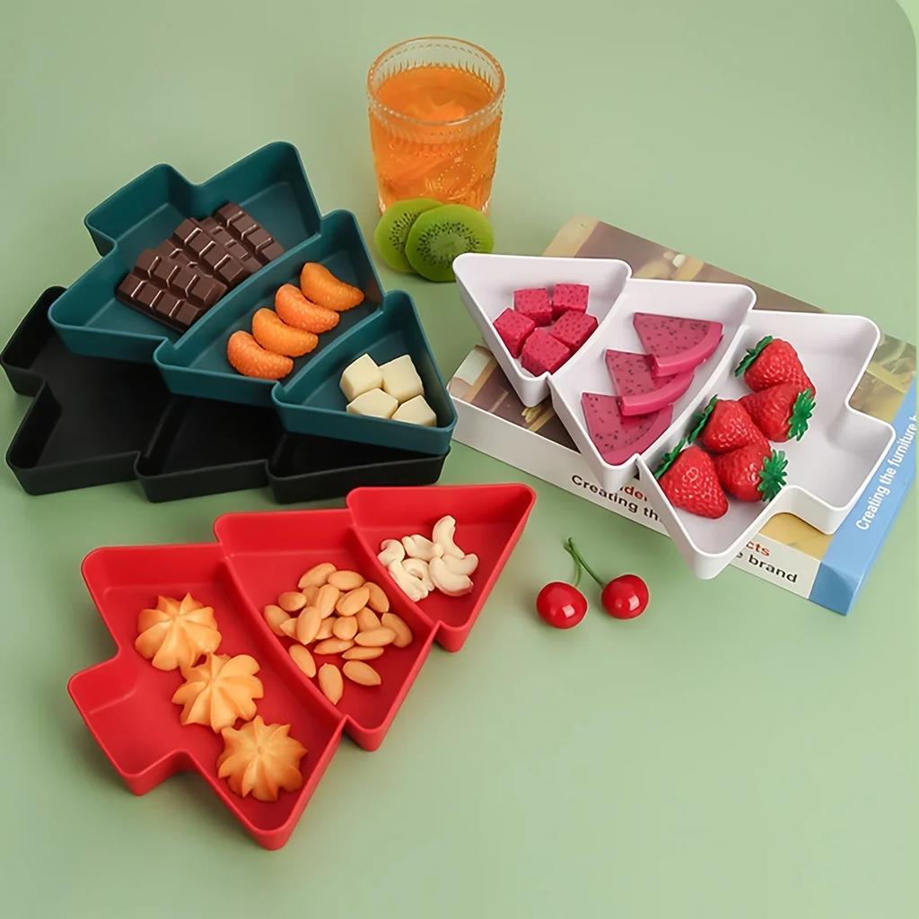 1pc/2pcs-Christmas Tree Fruit Bowl Home Snack Plate Plastic Candy Dish Melon Seeds Dried Fruit Box Lazy Snack Box