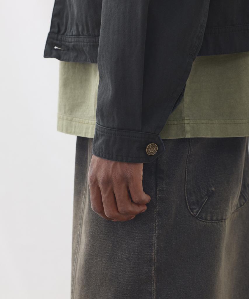 Eastserviceshop One-Wash Twill Lining Trucker Jacket - Black