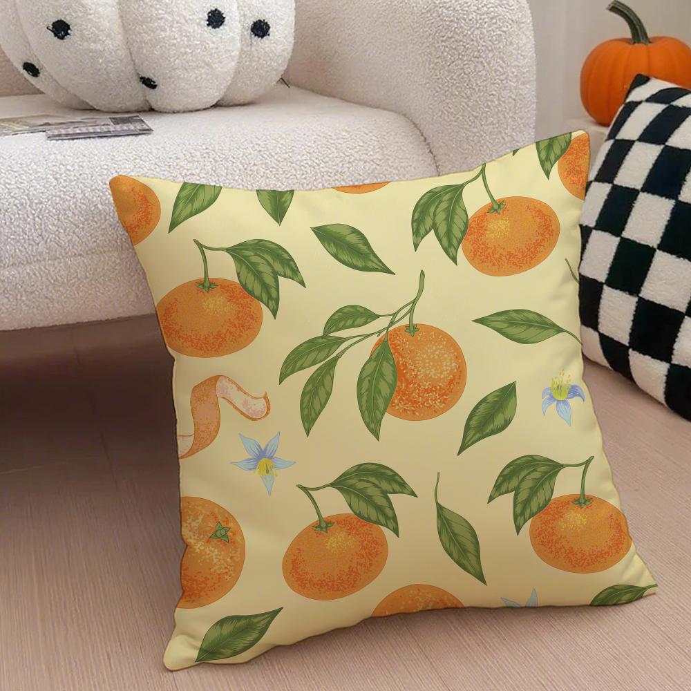 Fresh Vibrant Textile Pattern FFruit Print Art Cushion Cover Throw Pillow Cover Hidden Button Durable Polyester Chair Cushion
