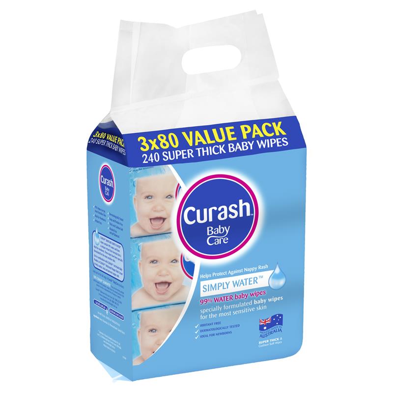 Curash Babycare Simply Water Wipes 3 X 80