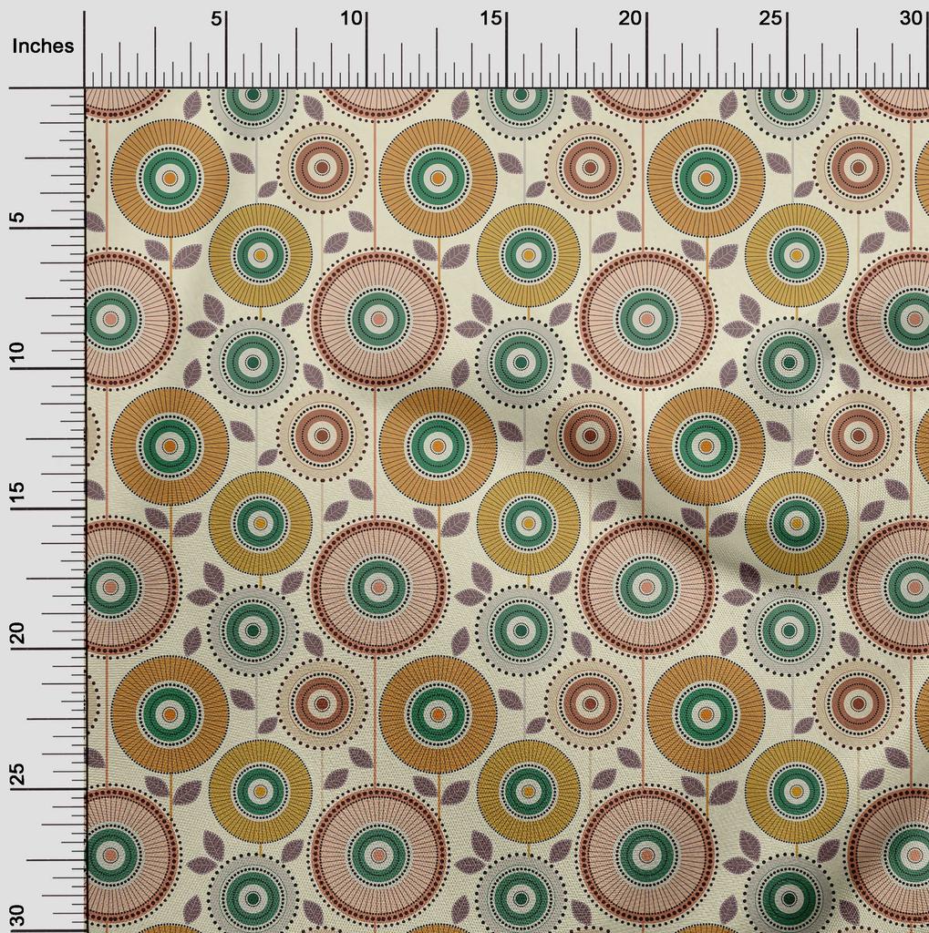 oneOone Cotton Flex Dark Mustard Fabric Dotted Floral Quilting Supplies Print Sewing Fabric By The Yard 40 Inch