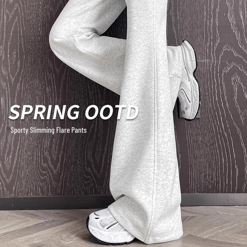 Women s 2026 Spring Petite High-Waisted Micro-Flare Sports Sweatpants S