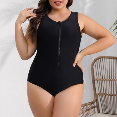 2025 Solid Plus Size Swimwear Women Strapped Large One Piece Swimsuit Lady Sexy Big Swimwear Curvy Brazilian Chubby Bathing Suit