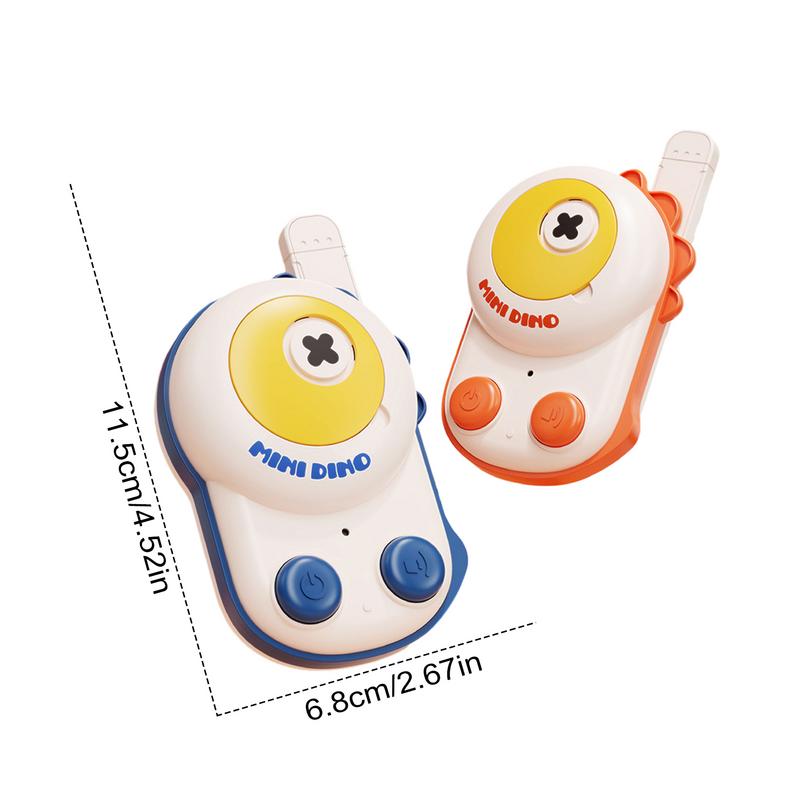 Walkie Talkies fofos de dinossauro recarregáveis de 2 peças para crianças, rádio bidirecional multifuncional portátil, brinquedo Walkie Talkies para crianças