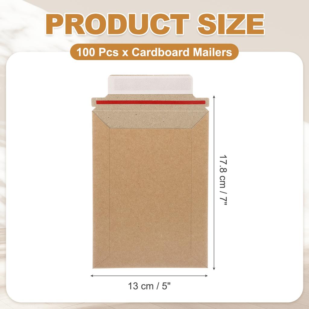 25/100Pcs Cardboard Envelopes Rigid Mailers Self Seal Photo Document Mailers Stay Flat Shipping Envelopes Suit for Papers Files