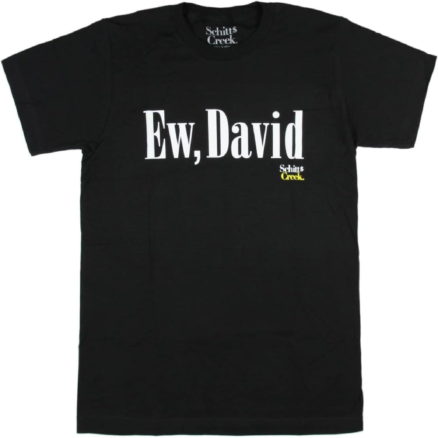 Isaac Morris Schitt s Creek Ew, David Graphic Men s Cotton Crewneck T-Shirt - Black (Small) S