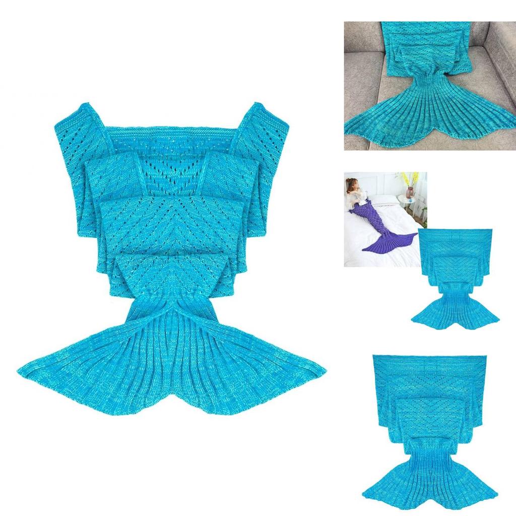 Kids Mermaid Tail Blanket With Pure Color Design And Acrylic Material For Cozy Comfort