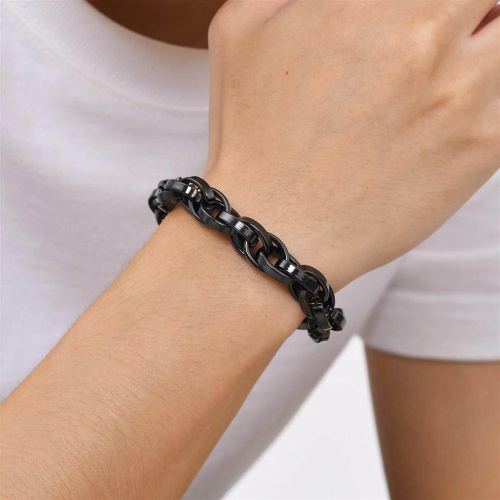 Simple Hip Hop Vintage Twisted Link Chain Wristband Waterproof Stainless Steel Fashion Jewelry Bracelet for Men Women