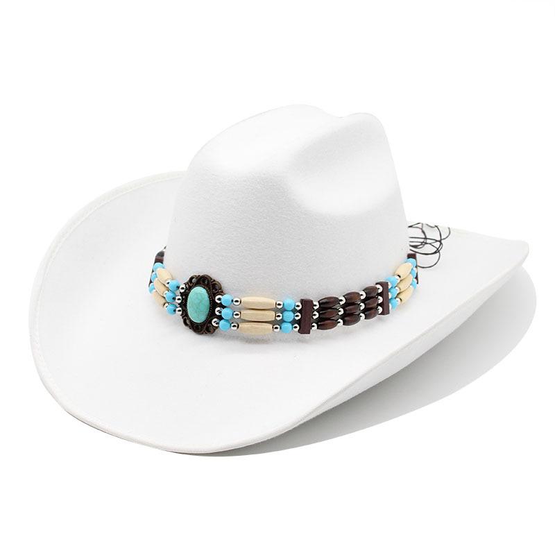 Woolen Hat Western Cowboy Gift Hat Men'S And Women'S Couple Hat Curled Ethnic Style Top Hat