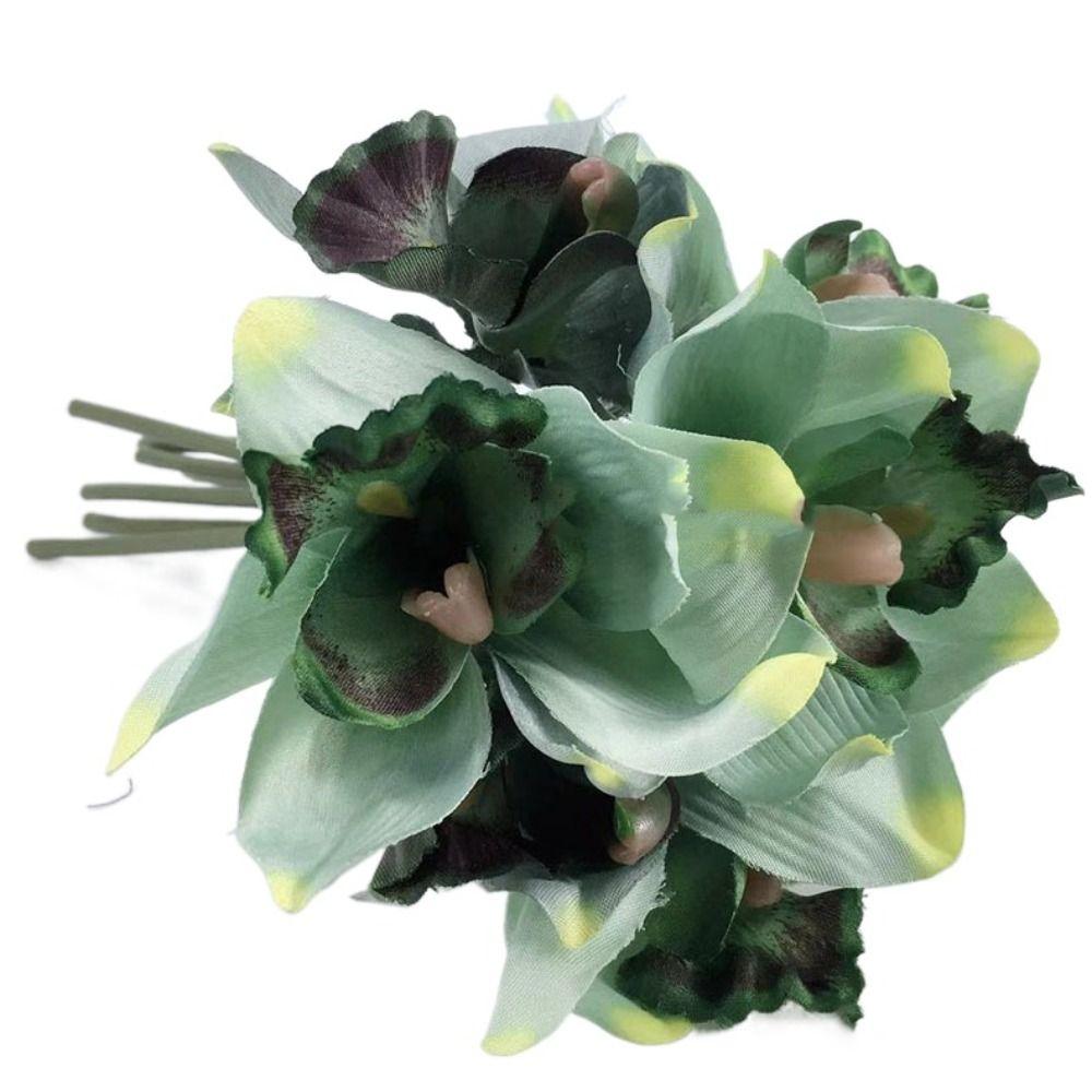 

Vintage Fake Flowers 7 Heads Orchid Artificial Plants Artificial Flowers Bouquet Garden Outdoor темно-зеленого