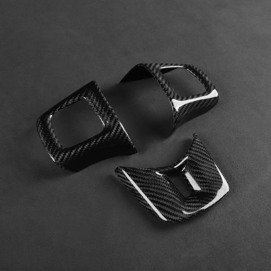 For Dodge Charger 2011-2014 Real Dry Carbon Fiber Steering Wheel Button Panel Trim Cover Car Interior Modification Accessories
