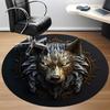 1pc Wolf Emblem Office Round Area Rug, Under Office Chairs Bedroom Living Room Home Decor, Room Deco