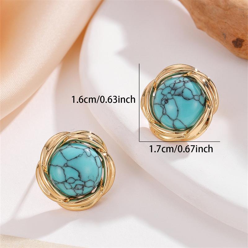 Retro Turquoise Stud Earrings - Sophisticated, Niche Design, Luxurious and Unique Earrings