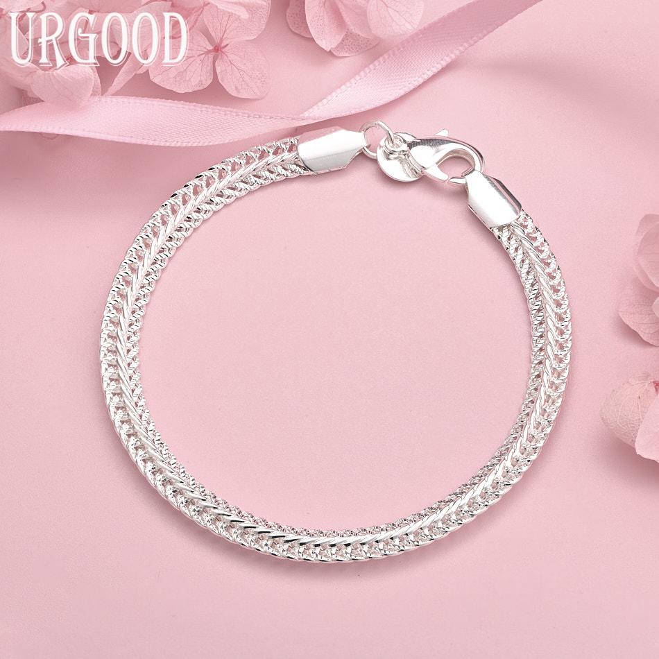 

Модный браслет-цепочка «змейка» из стерлингового серебра 925 пробы, 6 мм, свадебный подарок, ювелирное изделие 20cm