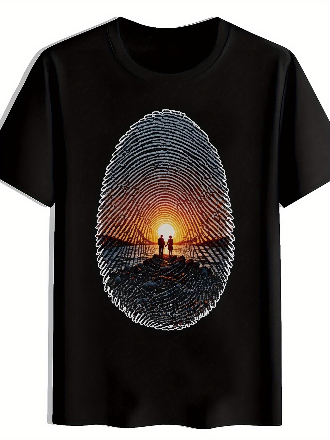 Heavy Metal Band Graphic T-shirt - Black Tee with Fingerprint L