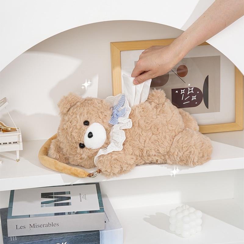 Niedliche Bären-Plüsch-Taschentuchbox-Abdeckung Mit Gesticktem Cartoon-Design Für Schlafzimmer-Dekoration