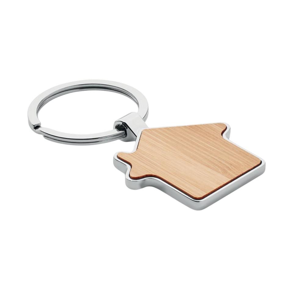 MidOcean Burnie House Metal & Bamboo Keyring