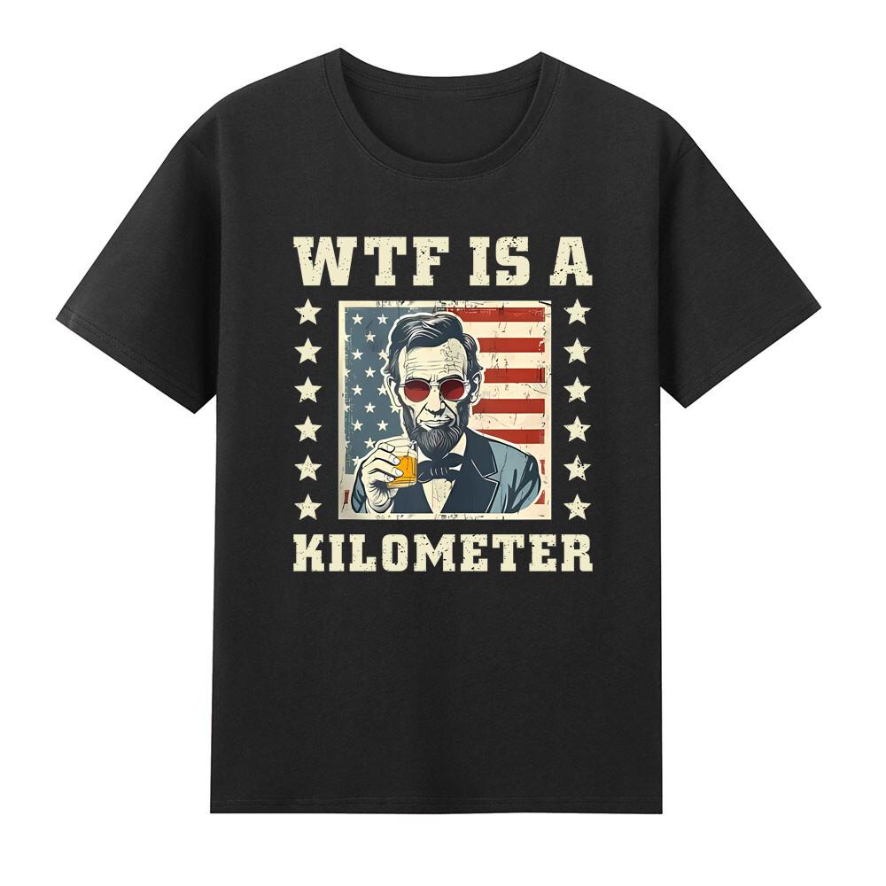 Wtf Is A Kilometer Us Flag Stamp Patriotic Political Tshirt S