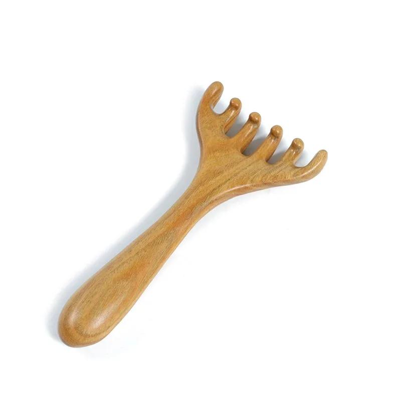 Body Meridian Massage Comb Sandalwood Deer Antlers Wide Tooth Acupuncture Help Blood Circulation Anti-static Smooth Hair