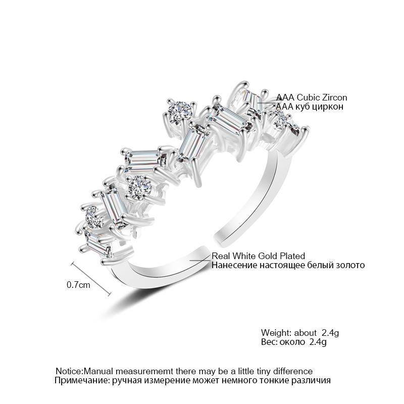 ZAKOL Classic Geometric AAA Cubic Zirconia Adjustable Open Rings Shiny Crystal CZ Engagement Wedding Ring Accessories