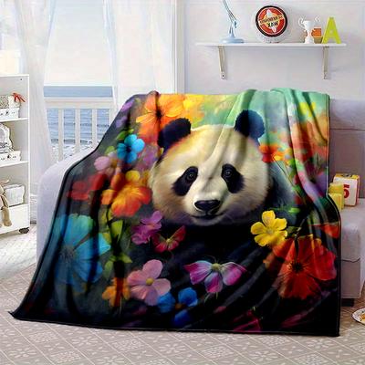Panda In Floral Paradise Blanket Flannel Blanket Throw Blanket Sofa Cover Blanket Soft Premium Blanket Picnic Blanket Tv Blanket Gifts