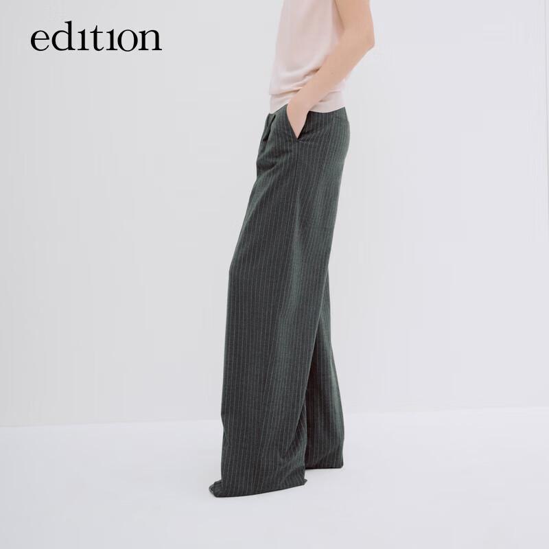 Edition Women's Retro Striped Wide-Leg Wool Blend Trousers