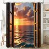 Sunset Over The Ocean Through An Open Window Bringing Warmth And Tranquility To Your Bathroom Space Waterproof Durable