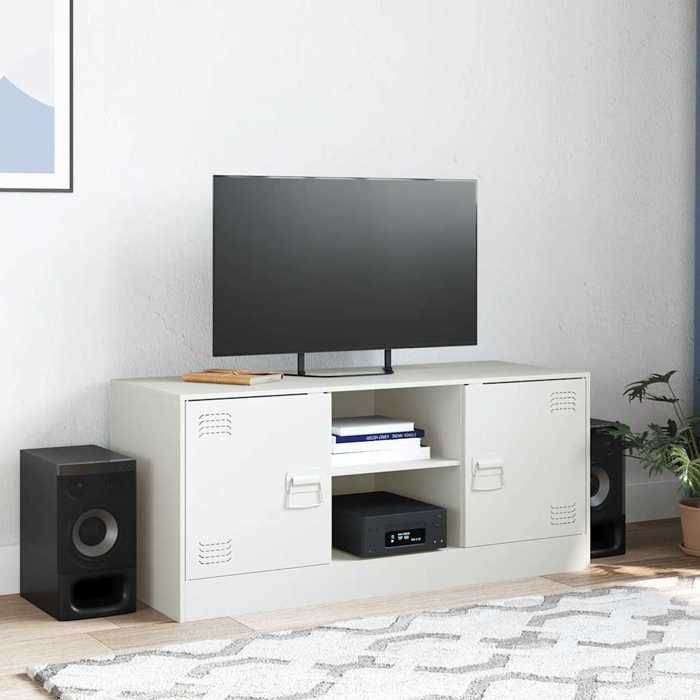 VidaXL TV Stand White 99x39x44 Cm Steel, TV Bench, TV Unit, Multimedia Unit, TV Sideboard, Hi-fi Unit, Center of 841690