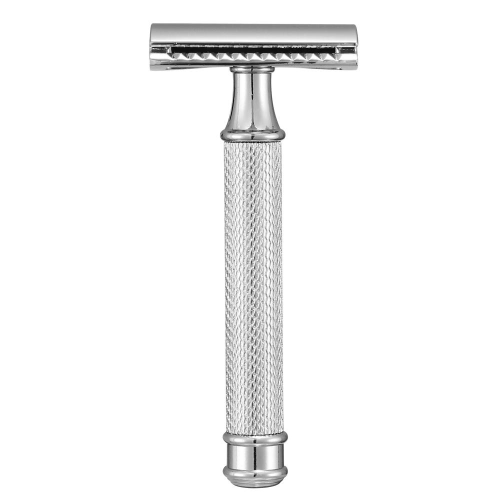 Men's Vintage Metal Razor Double Edge Safety Razor Manual Razor With 10 Shaving Blades and 1 Cleaning Brush