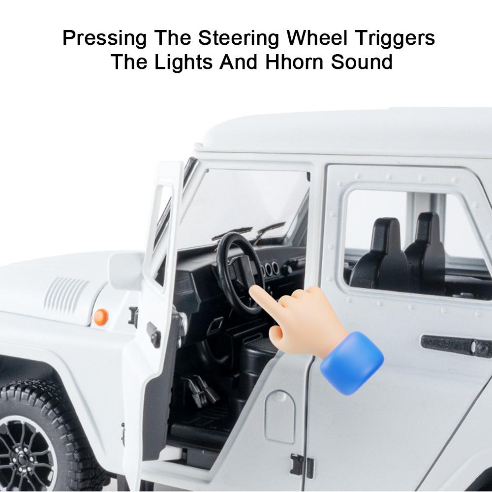 1:18 Scale Russia UAZ Hunter RV Model Car Toys Alloy Diecast Off-road Vehicles Sound Light Doors Opened Pull Back for Boys Gifts