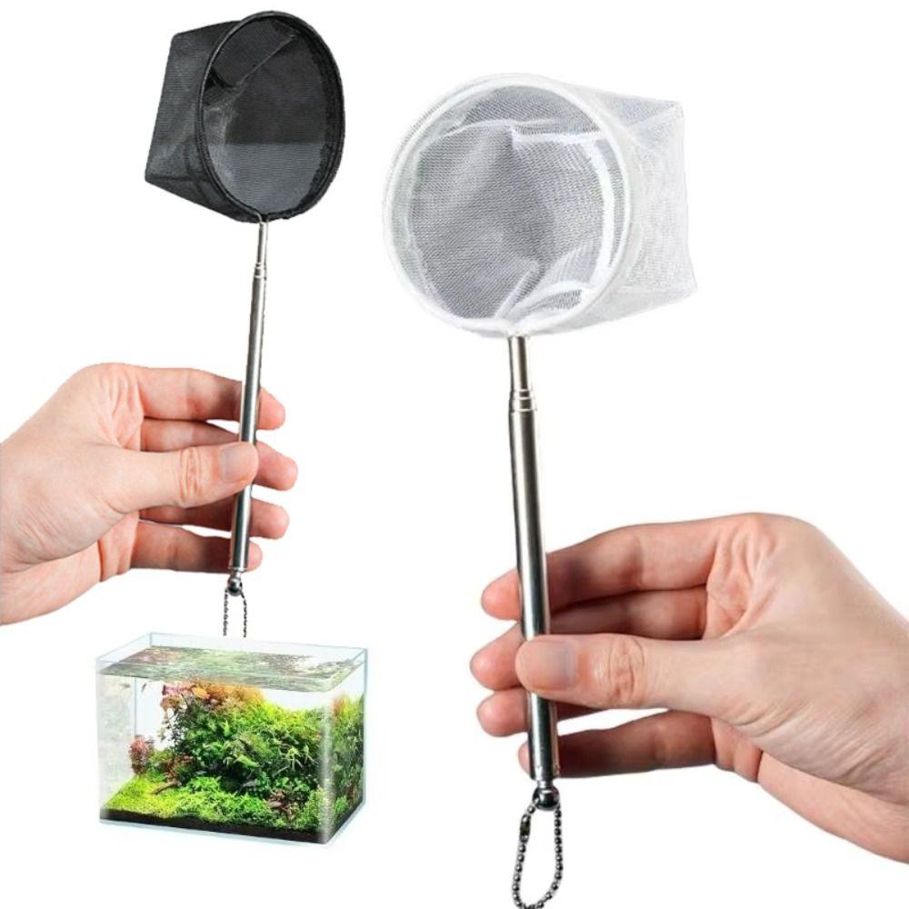 Stainless Steel Aquarium Dip Net Fine Net Fishtanks Cleaning Net Retractable Fishing Net Fish Tank